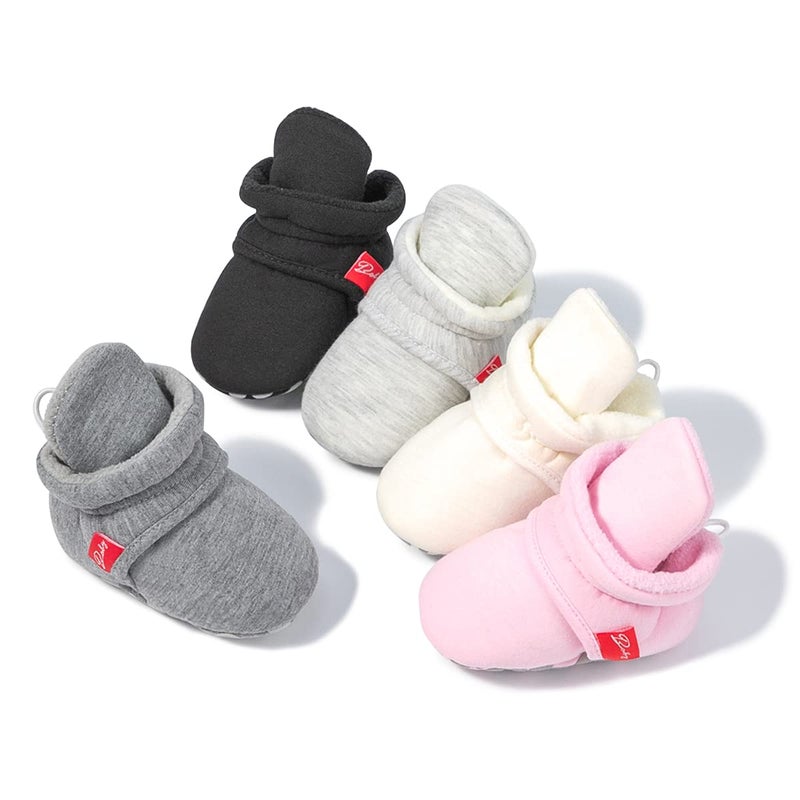 Babelvit Newborn Baby Boy Girl Soft Fleece Booties Stay On Infant Slippers Socks Shoe Non Skid Gripper Toddler First Walkers Winter Ankle Crib Shoes - Image 2